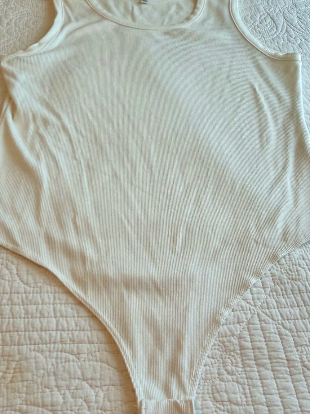 Ribbed Tank Bodysuit in Ivory